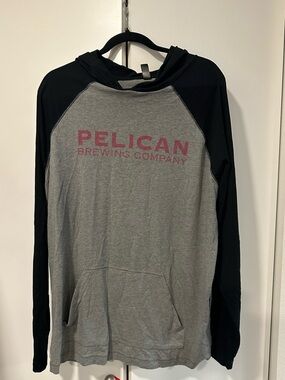 Pelican Brewing Company Gray & Black Hooded Raglan